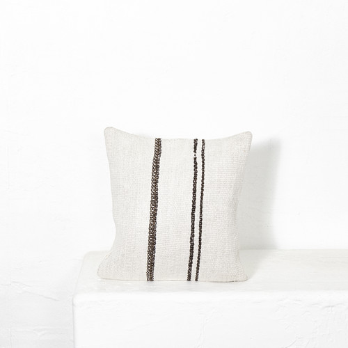 White and brown hemp vintage pillow